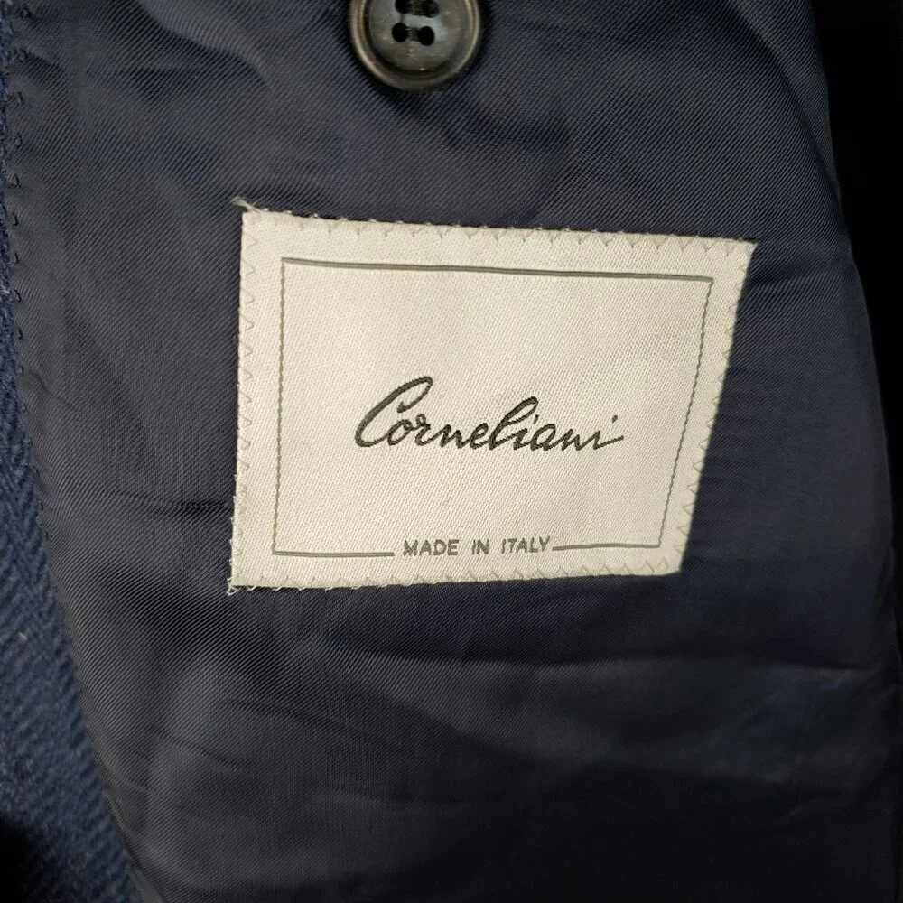 Corneliani Blue Herringbone Wool & Cashmere Blazer Jacket BMW Mens 54/US 44